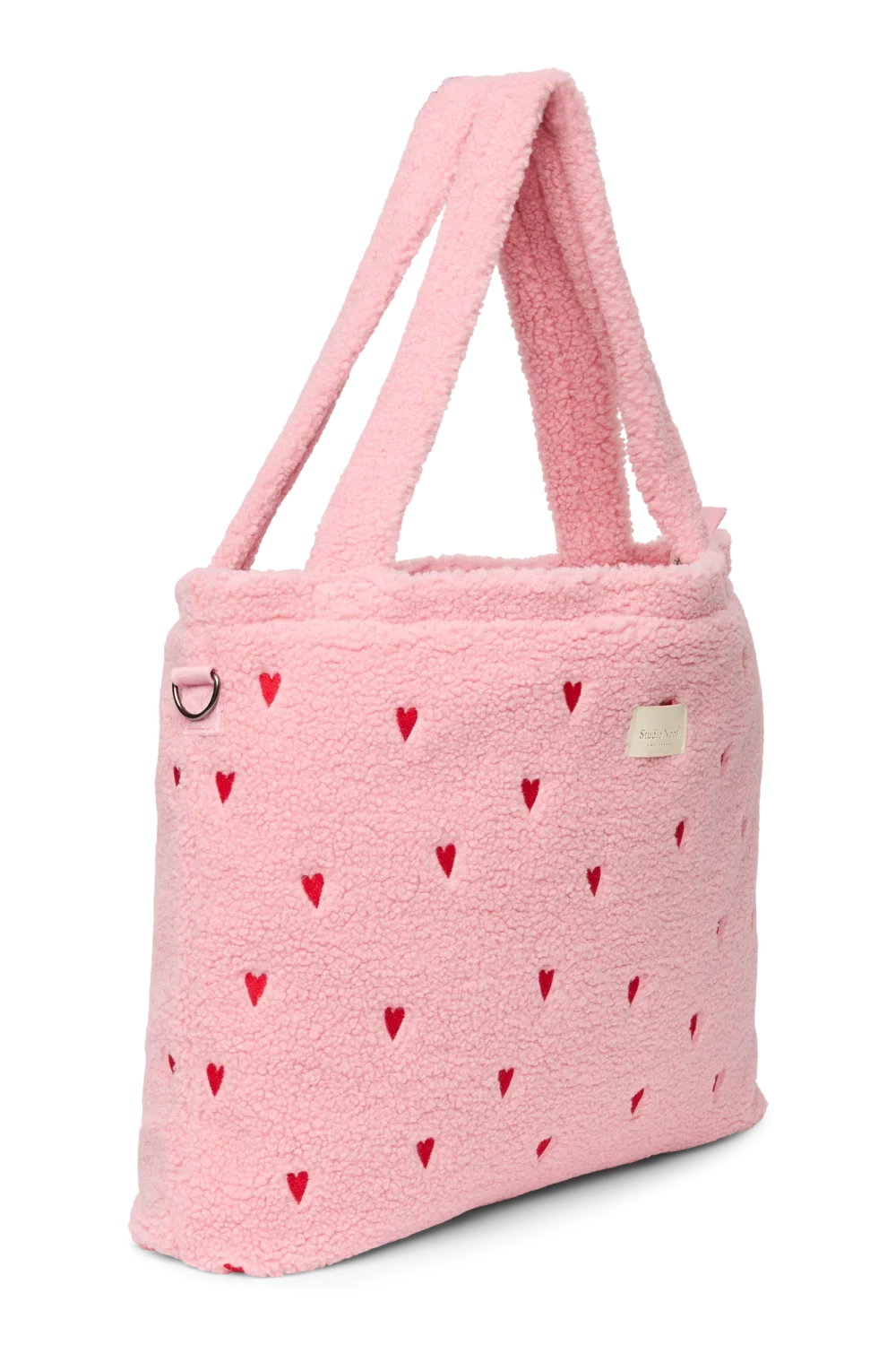 Studio Noos Luiertas met rits | Lichtroze Teddy Hearts