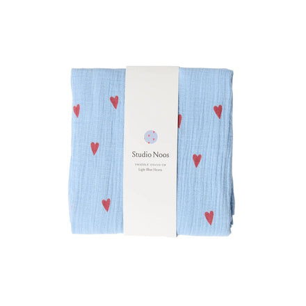 Studio Noos Tetra doek | Light Blue Hearts 120x120 cm