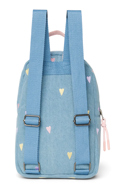 Studio Noos Mini Rugzakje | Lichtblauwe Denim Hearts
