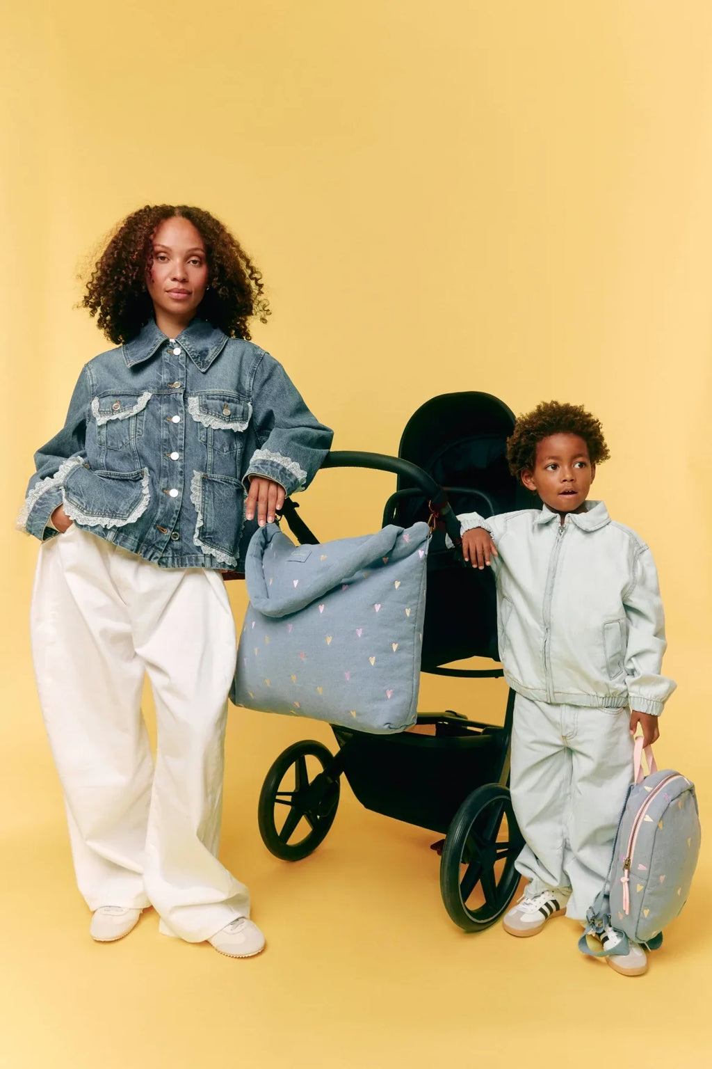 Studio Noos Mini Rugzakje | Lichtblauwe Denim Hearts