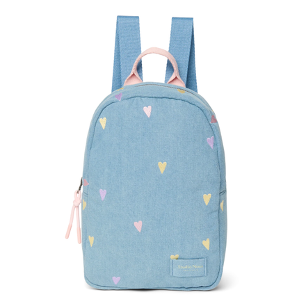 Studio Noos Mini Rugzakje | Lichtblauwe Denim Hearts
