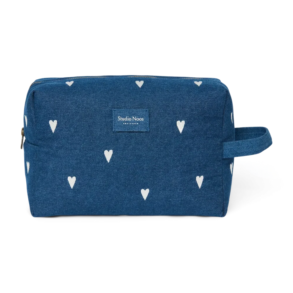 Studio Noos Toilettas | Donkerblauwe Denim Hearts