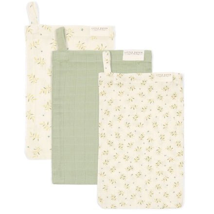 Little Dutch Washandjes Set Hydrofiel Blueberry Leaves & Sage | Groen