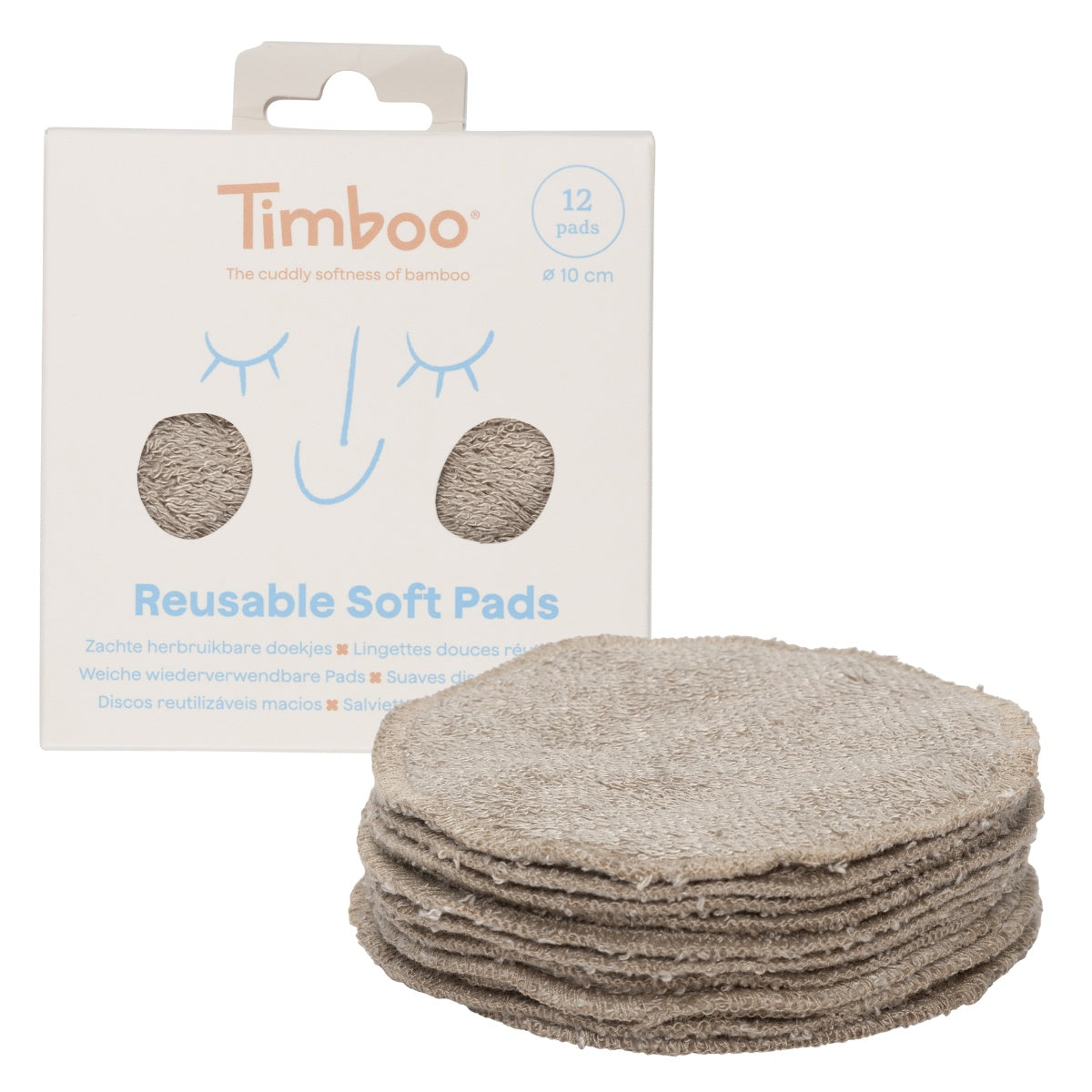 Timboo Herbruikbare Wattenschijfjes Set 12 | Feather Grey