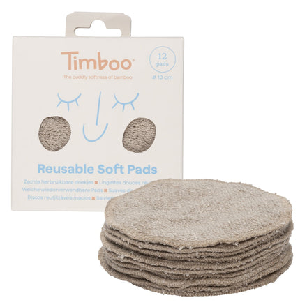 Timboo Herbruikbare Wattenschijfjes Set 12 | Feather Grey
