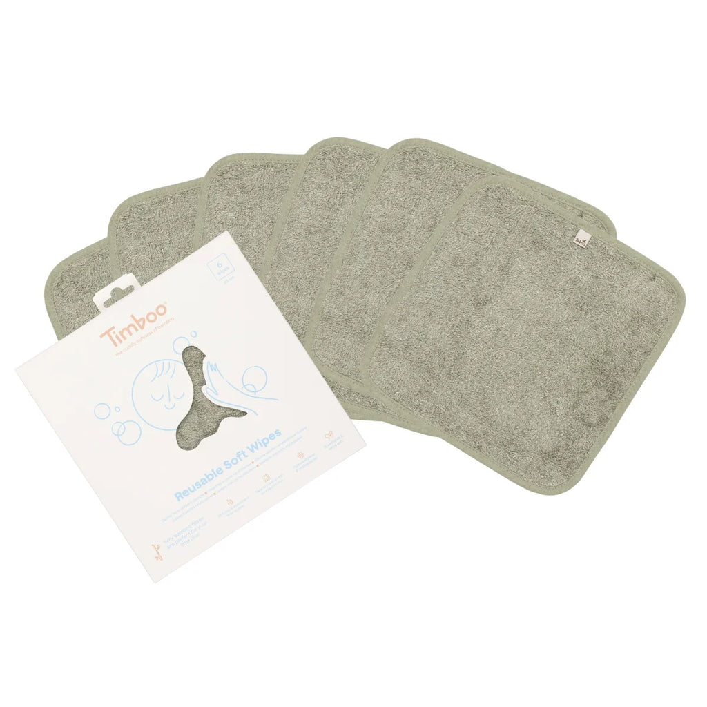 Timboo Herbruikbare Zachte Doekjes Set 6 20x20cm | Whisper Green