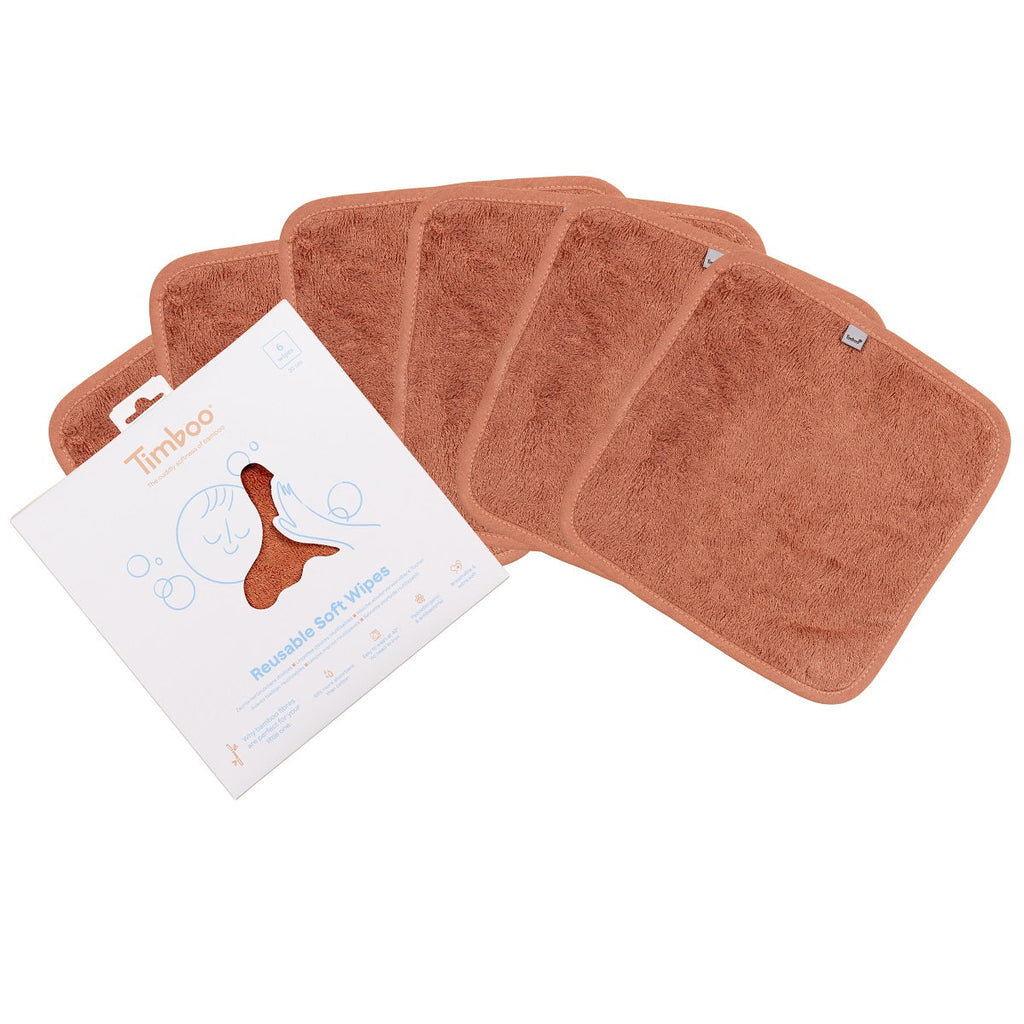 Timboo Herbruikbare Zachte Doekjes Set 6 20x20cm | Sunrise Orange