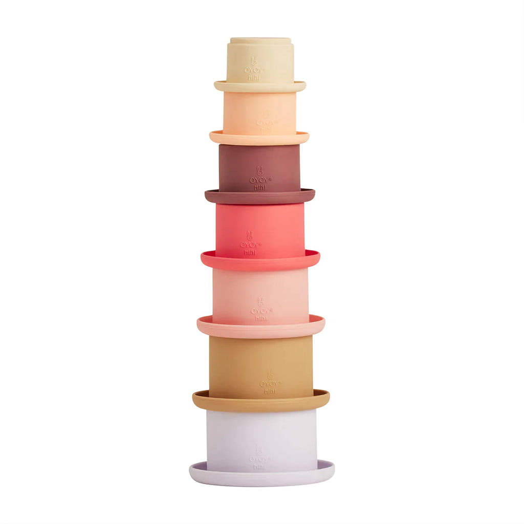 OYOY Siliconen Stapelblokken Stacking Tower | Cherry Red / Vanilla