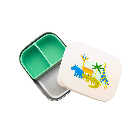 The Cotton Cloud RVS Lunchbox Croc Rock met drie compartimenten voor een verzorgde lunch, bij De Gele Flamingo.