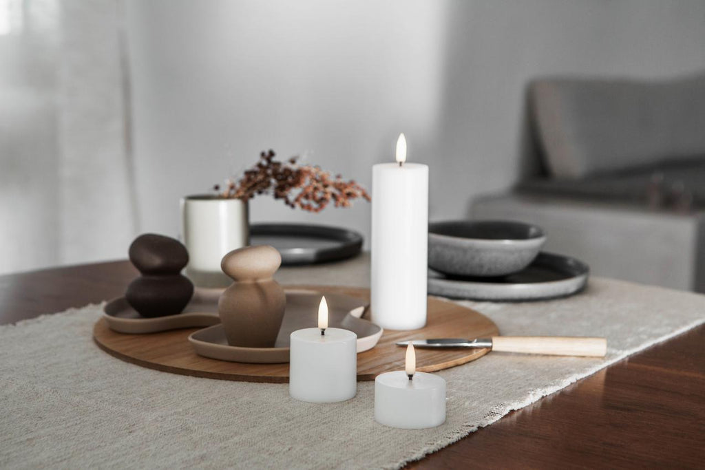 Uyuni LED Kaars Pillar Melted Candle 5x4,5 cm | Nordic White Smooth