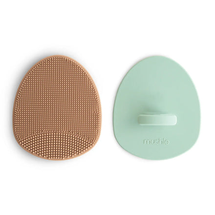 Mushie Cradle Cap Brush 2-Pack | Natural / Cambridge Blue