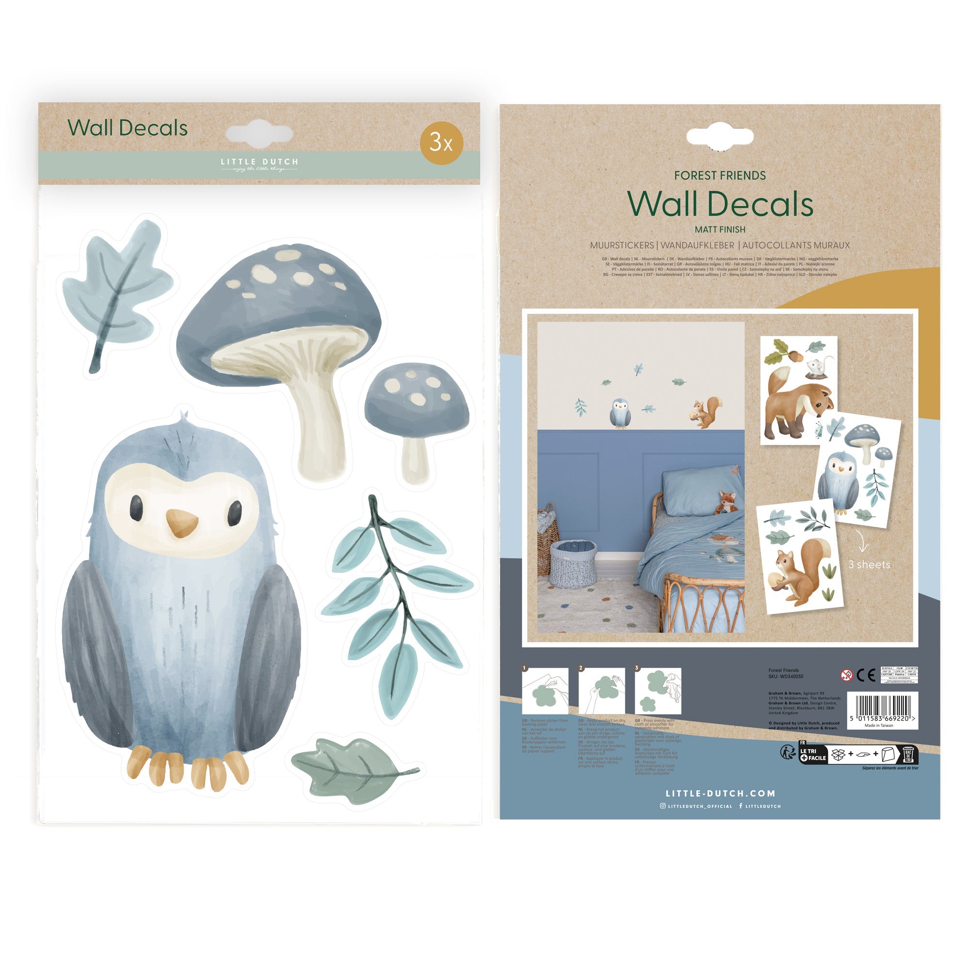 Little Dutch Muurstickers 3 vellen | Forest Friends
