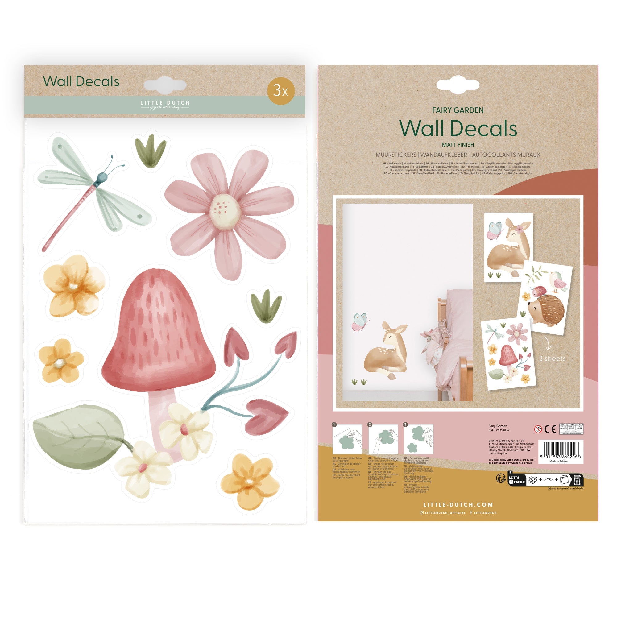 Little Dutch Muurstickers 3 vellen | Fairy Garden