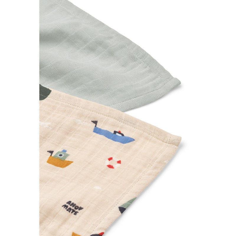 Liewood Lewis Hydrofiele Doeken 2-Pack | Sailing / Dove Blue Mix