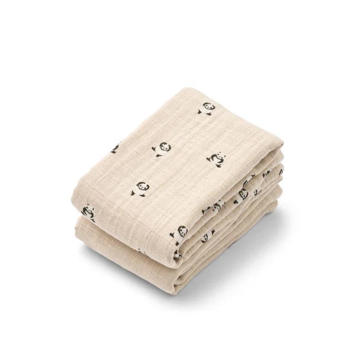 Liewood Lewis Hydrofiele Doeken 2-Pack | Mini Panda / Sandy Mix