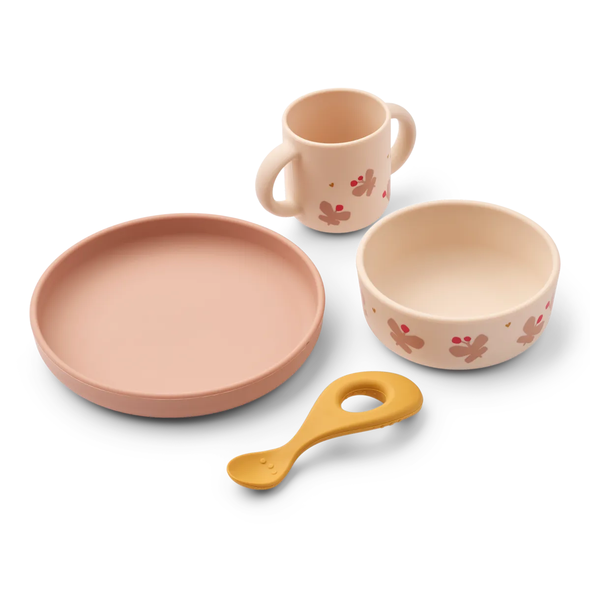 Liewood Vivi Printed Eetset | Butterfly / Apple Blossom