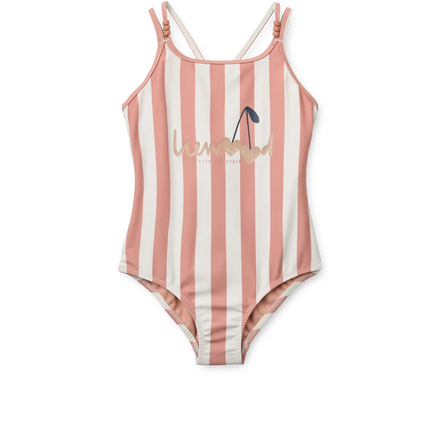 Liewood Suna Stripe Swimsuit | Coral Blush / Creme De La Creme