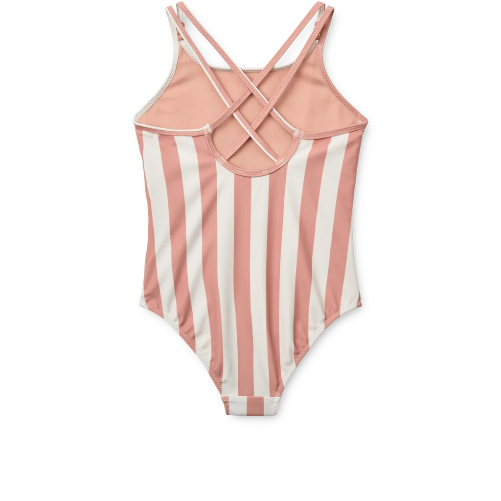 Liewood Suna Stripe Swimsuit | Coral Blush / Creme De La Creme