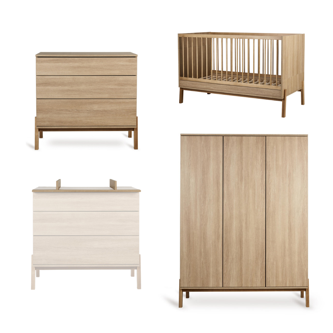 Quax Babykamer Ashi XL 140x70 cm incl. commode extensie | Honey Ash