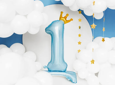 Party Deco Folie Ballon | Nummer 1 Sky Blue