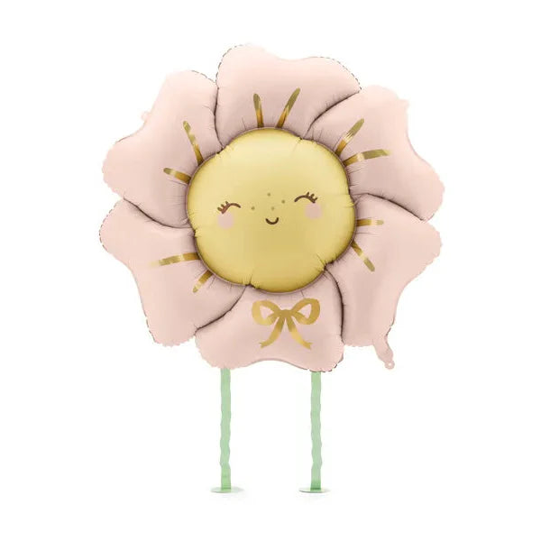 Party Deco Folie Ballon Rechtopstaand XL | Roze Bloem 104x104cm