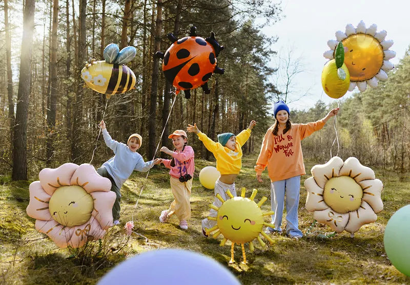 Party Deco Folie Ballon Rechtopstaand XL | Roze Bloem 104x104cm