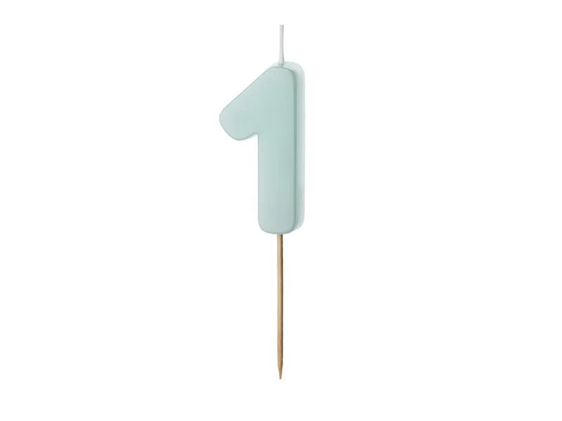 Party Deco Kaarsje Nummer "1" | Light Blue