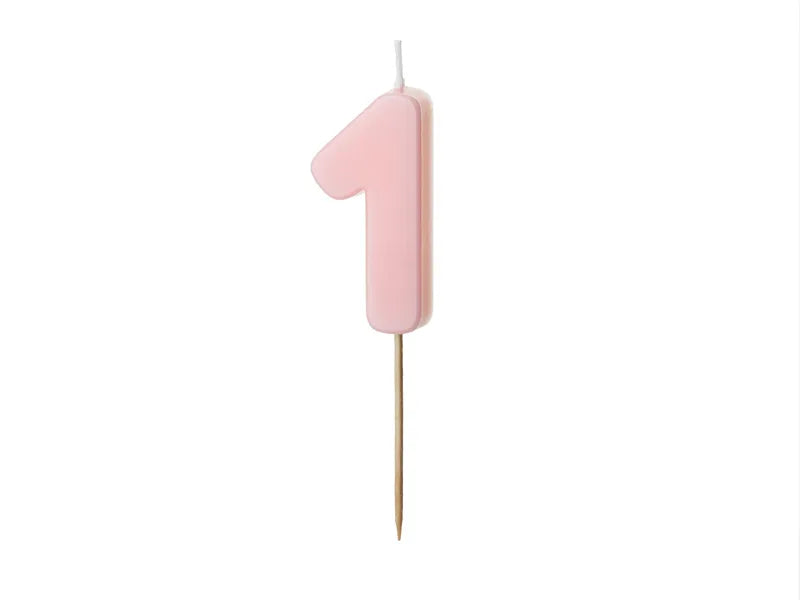 Party Deco Kaarsje Nummer "1" | Light Pink