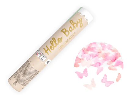 Party Deco Confetti Kanon 20cm | Pink Butterflies