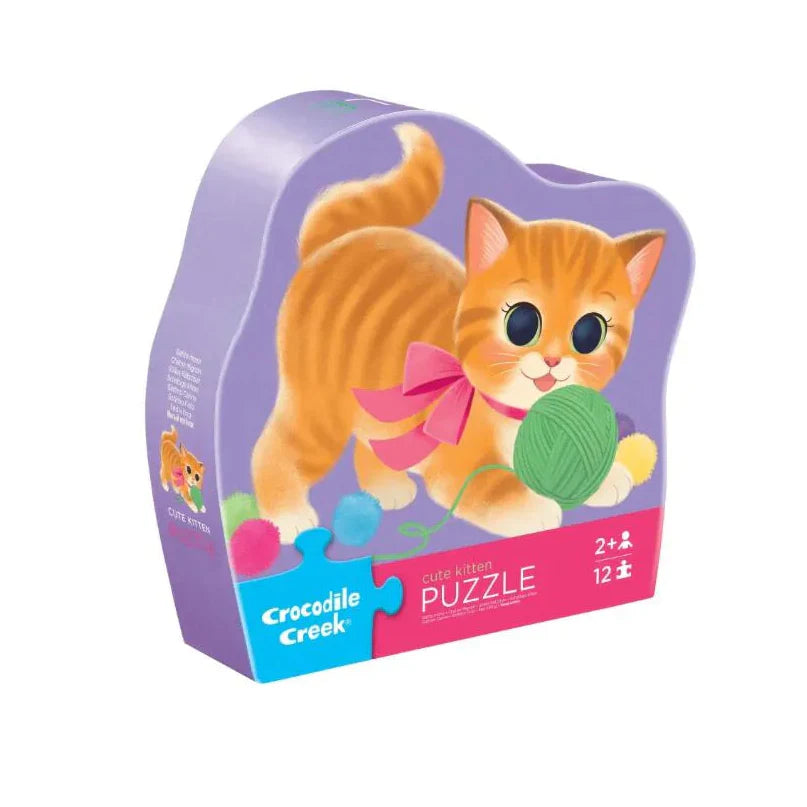 Crocodile Creek Shaped Box Puzzel 12ST | Cute Kitten