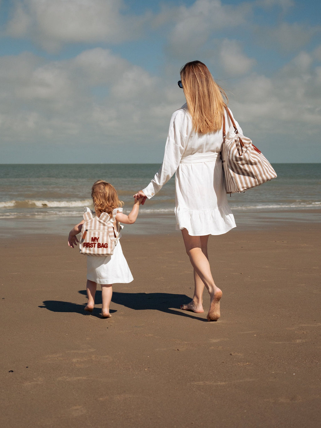 Childhome Weekendtas Mommy Bag Verzorgingstas | Stripes Nude / Terracotta