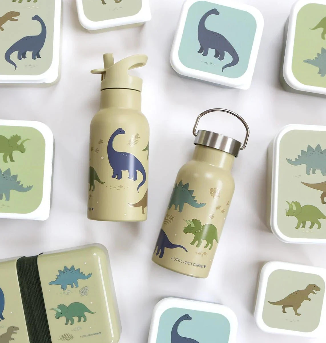 A Little Lovely Company RVS Drinkfles 350ml | Dinosaurussen