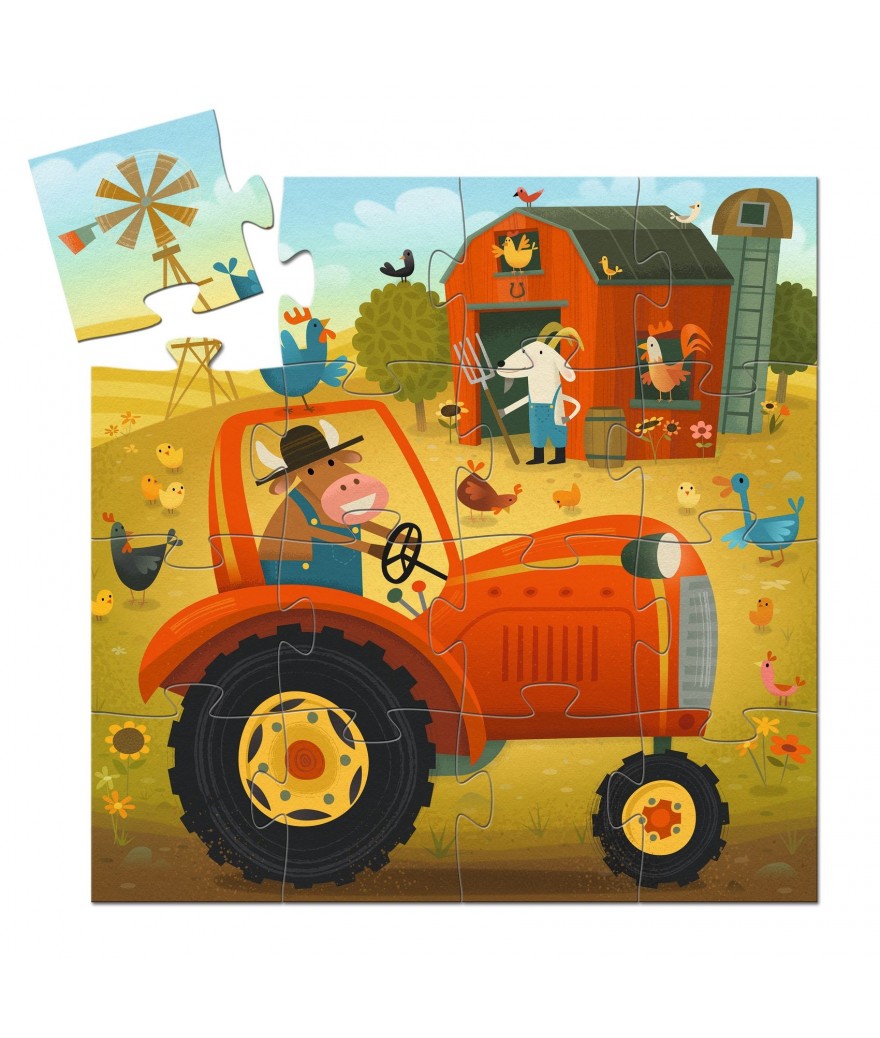 Djeco Puzzel 16 stuks | De tractor