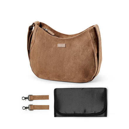 Elodie Moon Bag luiertas in Caramel Brown met verstelbare schouderriem bij De Gele Flamingo