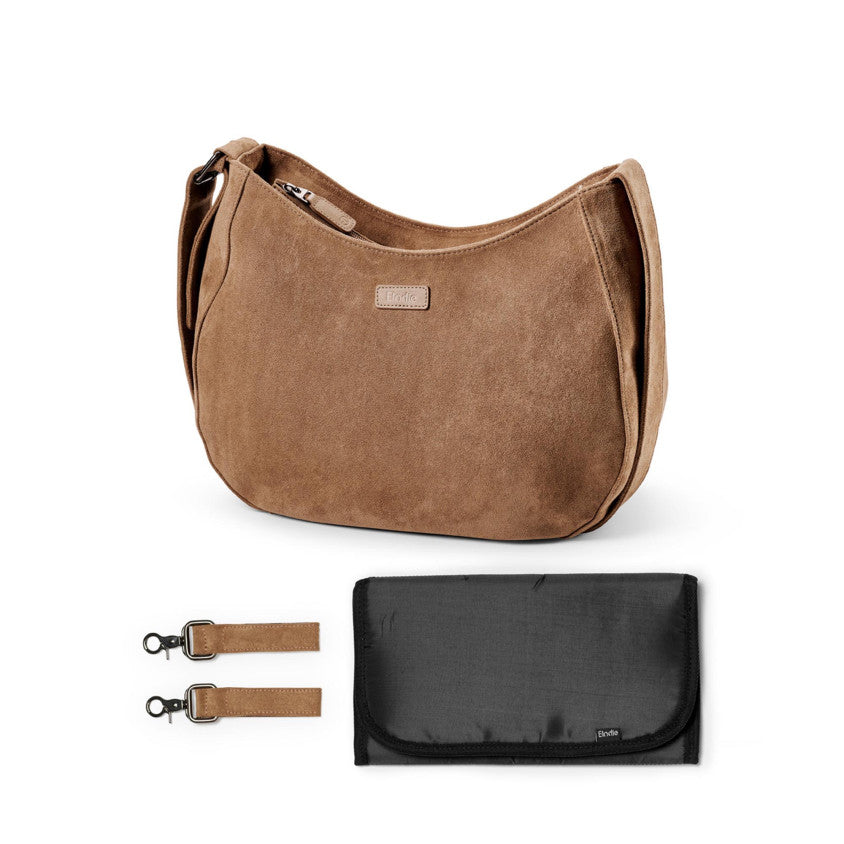 Elodie Moon Bag luiertas in Caramel Brown met verstelbare schouderriem bij De Gele Flamingo