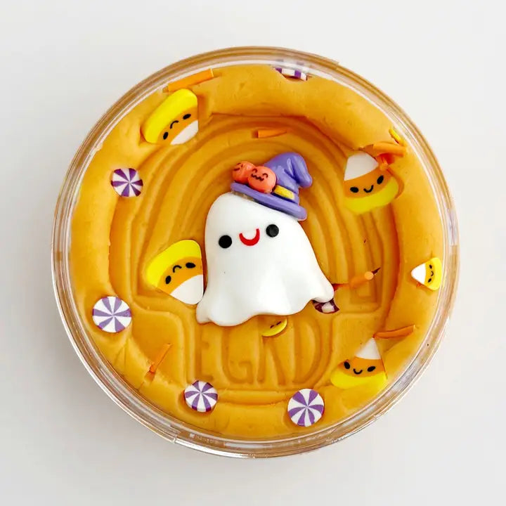 Earth Grown KidDoughs Pumpkin Cupcake speelklei met candy corn fimo en spookje