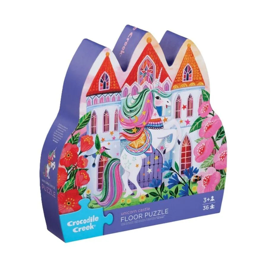 Crocodile Creek Shaped Box Puzzel 36ST | Unicorn Kasteel