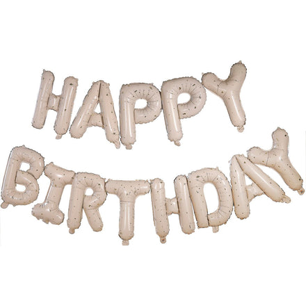 Ginger Ray Balloon Bunting - Happy Birthday Cream with Gold Fleck