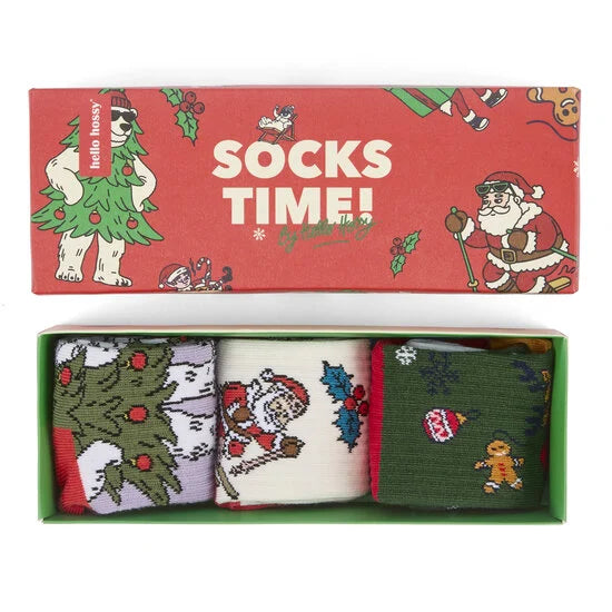 Hello Hossy Kousen Socks Christmas Set 3 paar