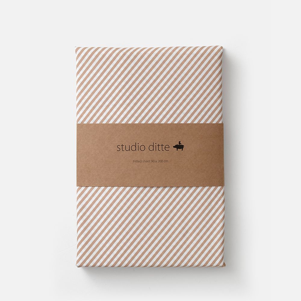 Studio Ditte Hoeslaken 90x200cm | Stripes Toffee