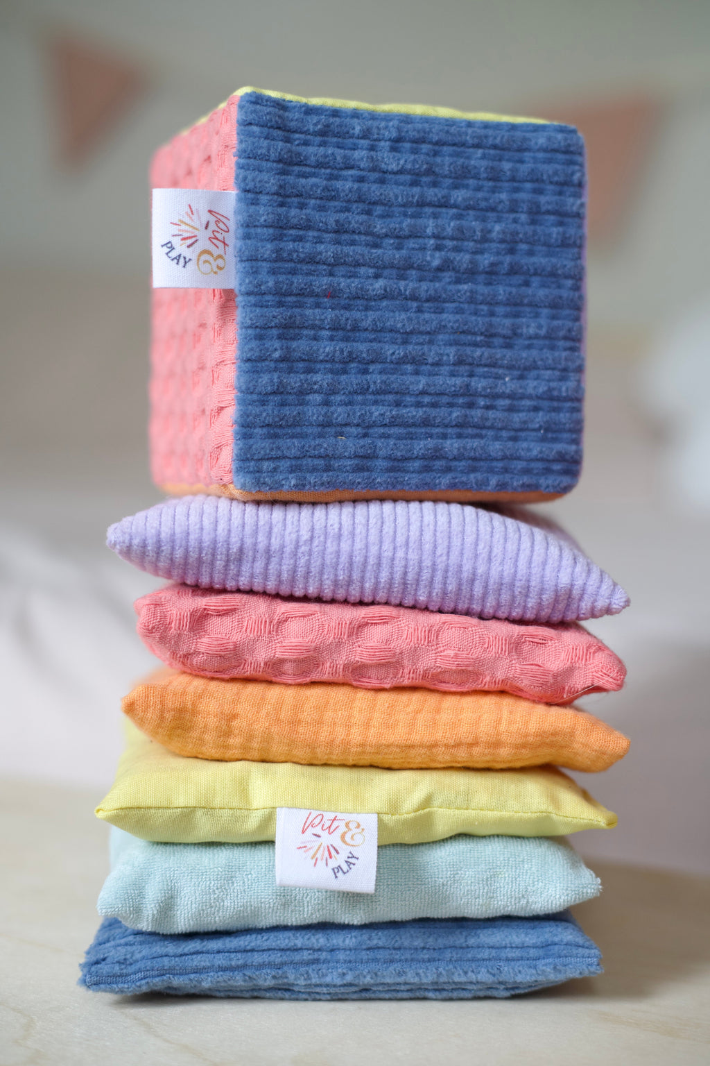 Pit & Play Regenboog Pittenzakjes Set 6 | Stapelstein Pastel