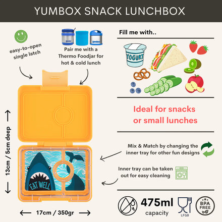 Yumbox 3 Vakken Lekvrije Lunchbox | Yoyo Yellow Shark