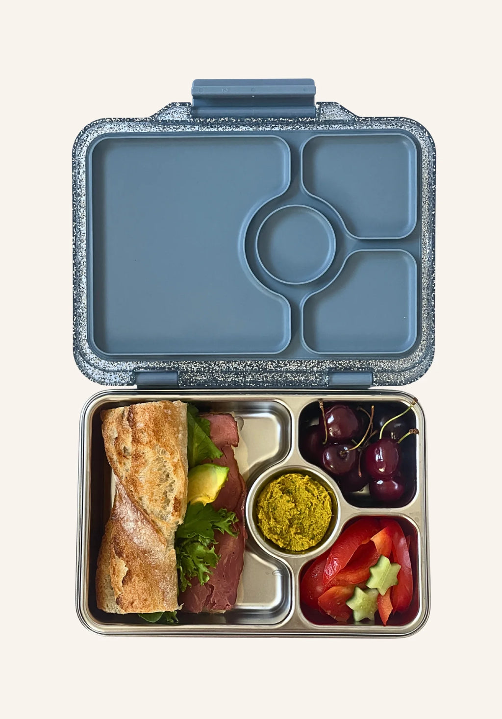 Yumbox Pret 4 Vakken Lekvrije Lunchbox | Parijs Blauw Glitter