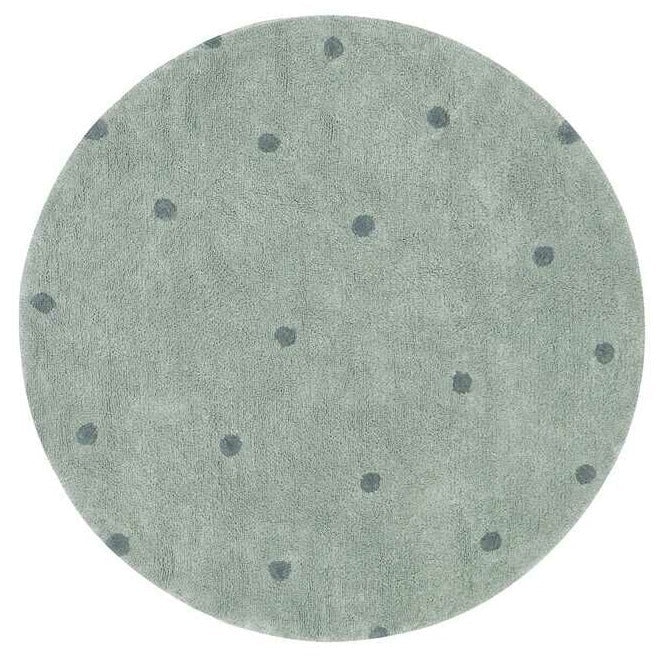 Lorena Canals Machinewasbaar Tapijt Rug Rond Ø140cm | Round Dot Blue Sage