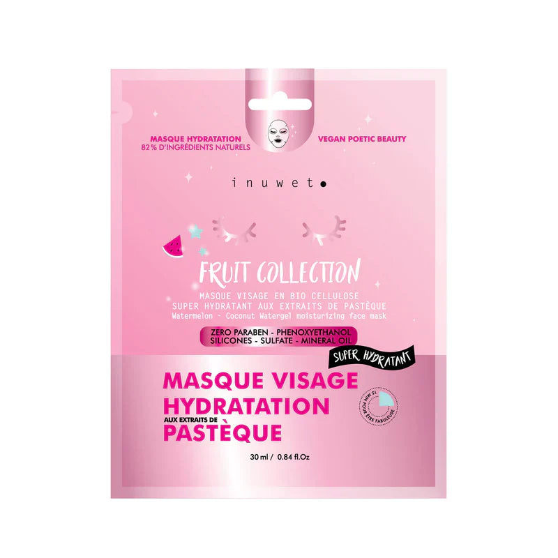 Inuwet Fruit Collection Gezichtsmasker Hydratant - Pasteque, Bio Cellulose