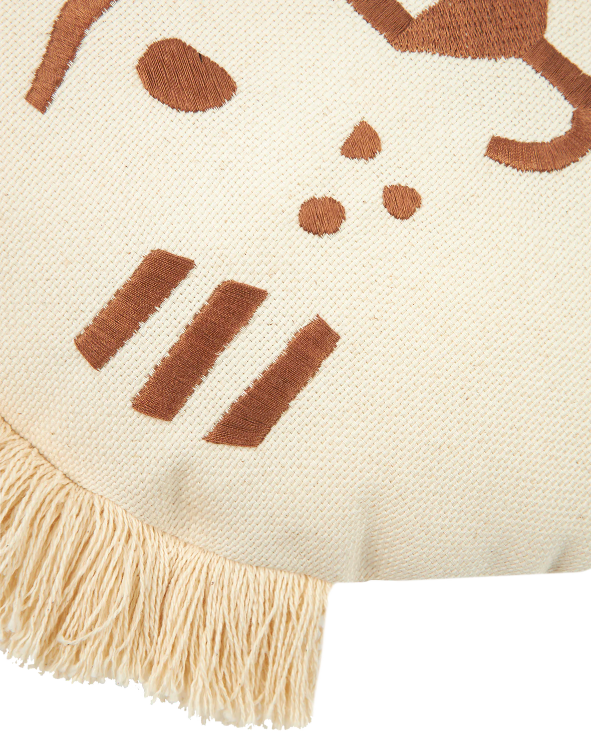 Nobodinoz Tiger Face Embroidery Kussen 35x30cm | Brown/ Natural*