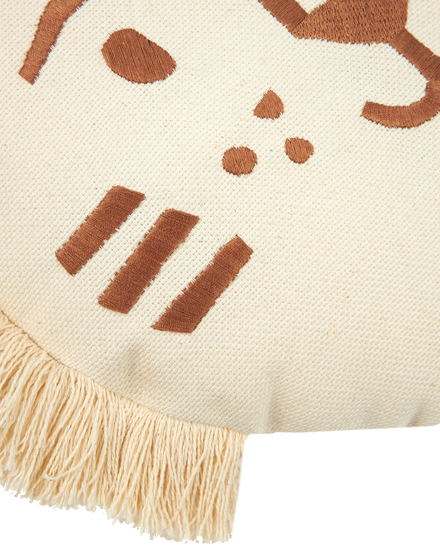 Nobodinoz Tiger Face Embroidery Kussen 35x30cm | Brown/ Natural*