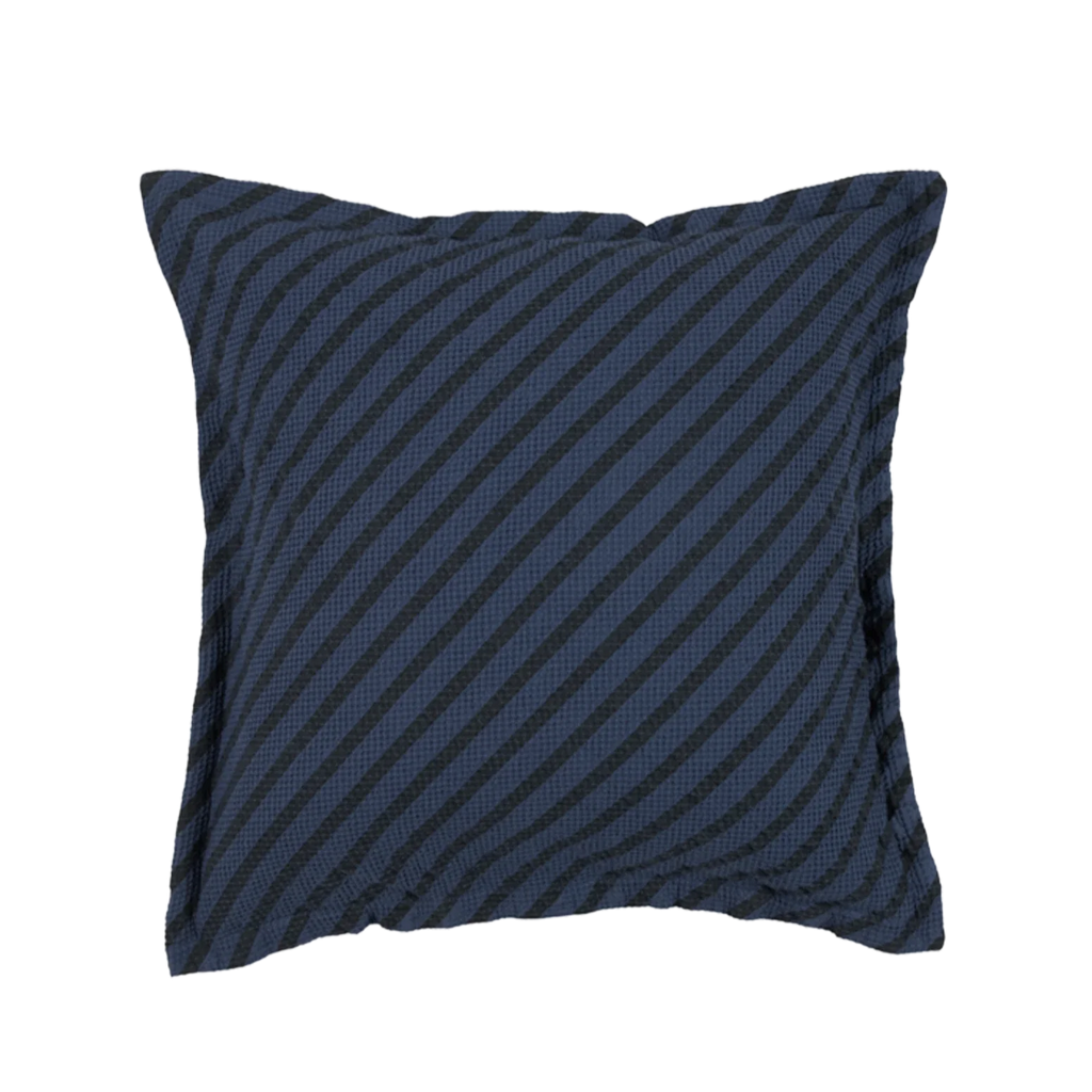 Nobodinoz Landscape Wafel Vierkant Kussen 45x45cm | Stripes Cobalt