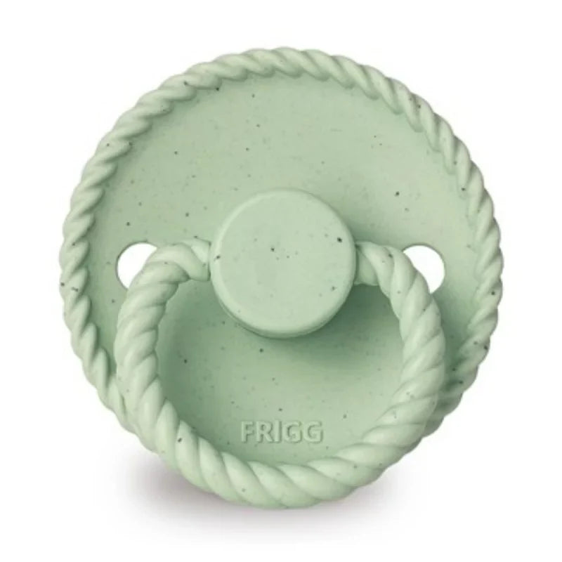 FRIGG Mini Mocha latex fopspeen 0+M in Matcha Latte, ronde cherry speen voor pasgeborenen, De Gele Flamingo