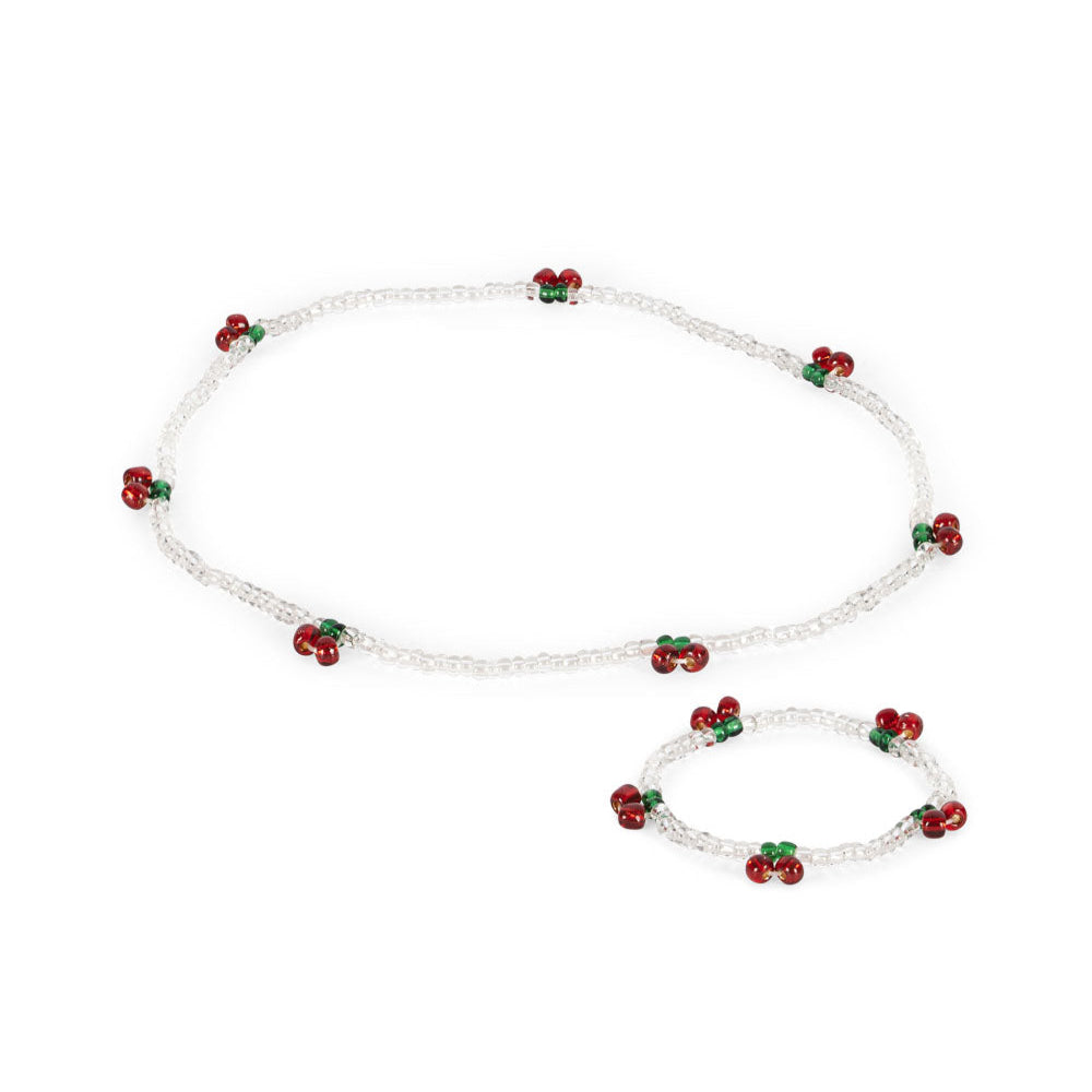 Konges Sløjd Pearly Cherry Ketting & Armband | Red / Glitter